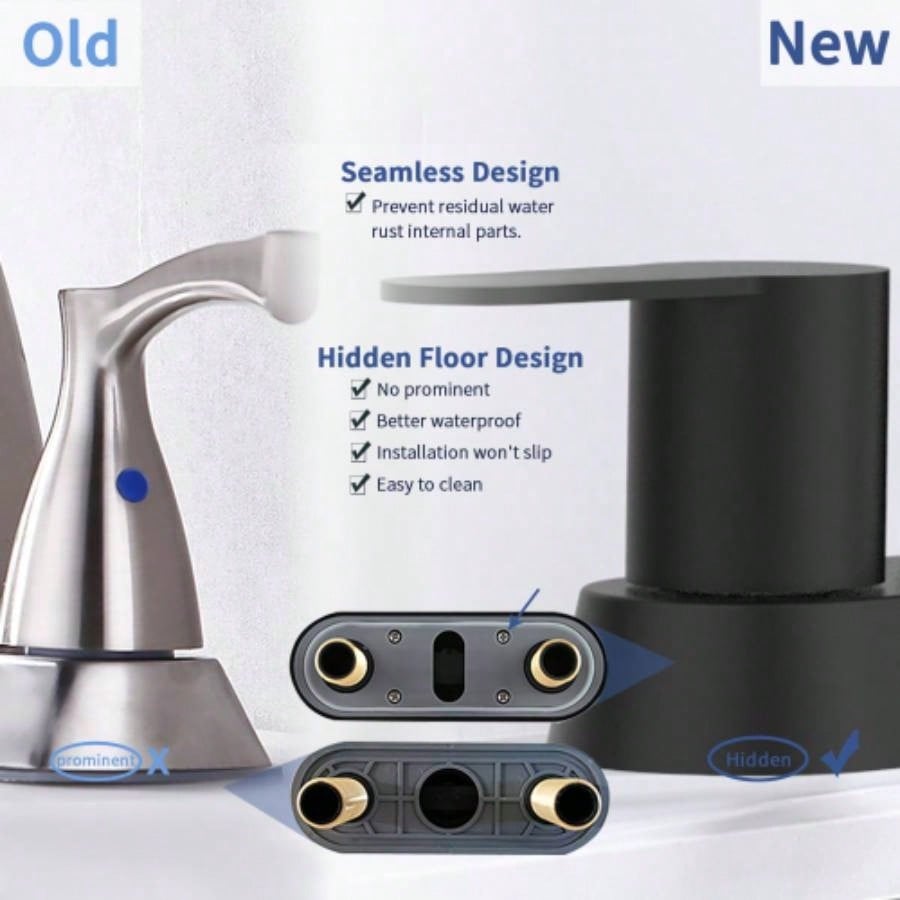 Bathroom Faucet Matte Black 2 - Handle Bathroom Sink Faucet 360 Degree High Swivel Spout Centerset 4 Inch Vanity Faucet RV Bathroom Faucet 2/3 Holes Lavatory Faucet