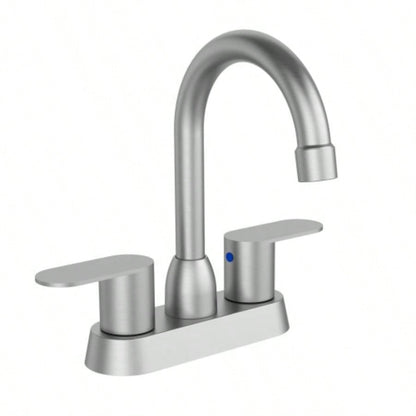 Bathroom Faucet Matte Black 2 - Handle Bathroom Sink Faucet 360 Degree High Swivel Spout Centerset 4 Inch Vanity Faucet RV Bathroom Faucet 2/3 Holes Lavatory Faucet