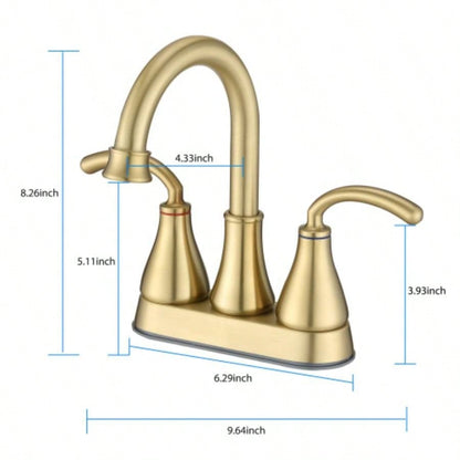 2 - Handle Bathroom Sink Faucet with - up Drain Brushed Golden