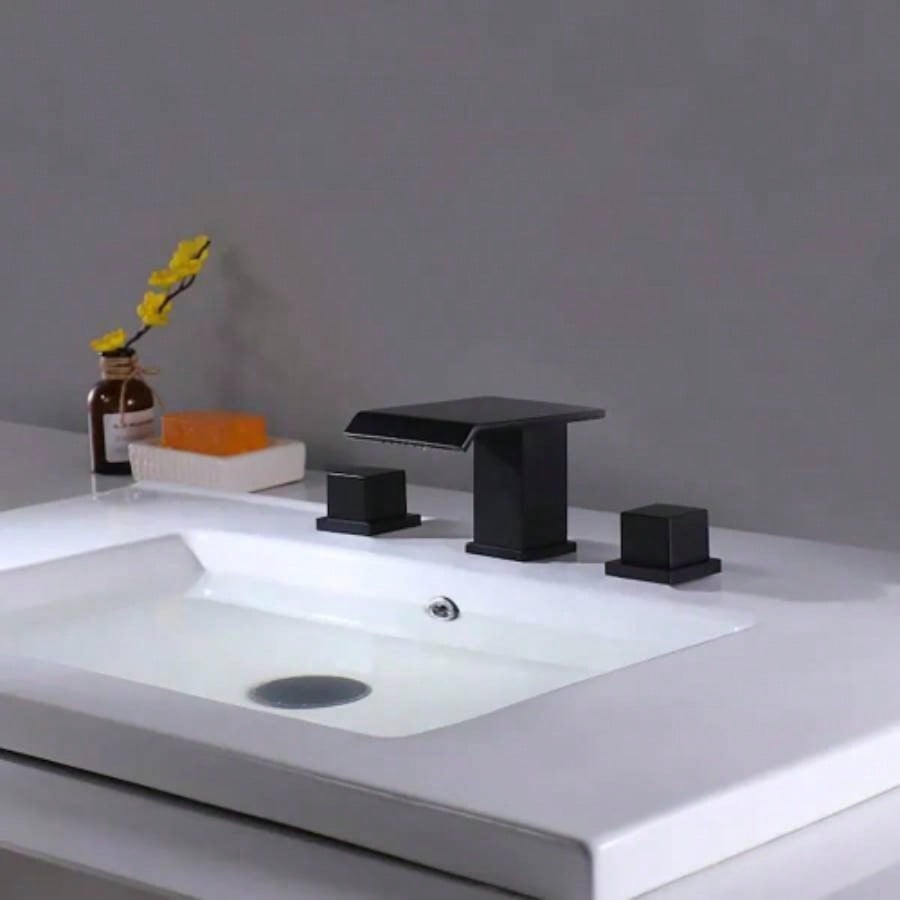 Waterfall Widespread Bathroom Sink Faucet, 3 Hole 8 Inch Two Handles Bathroom Faucet