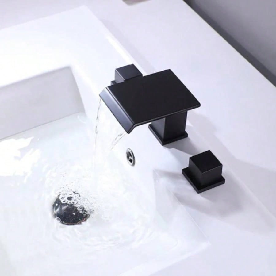 Waterfall Widespread Bathroom Sink Faucet, 3 Hole 8 Inch Two Handles Bathroom Faucet