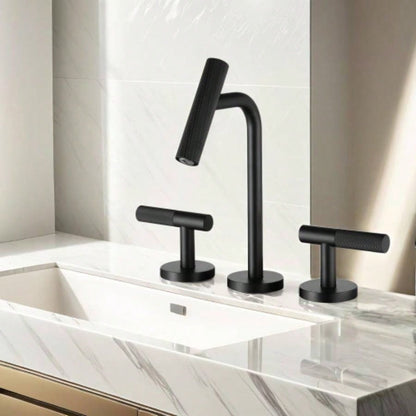 Two Handles Widespread 8 inch Bathroom Faucet Matte Black 3 Pieces Basin Faucets Lavatory Sink Faucet