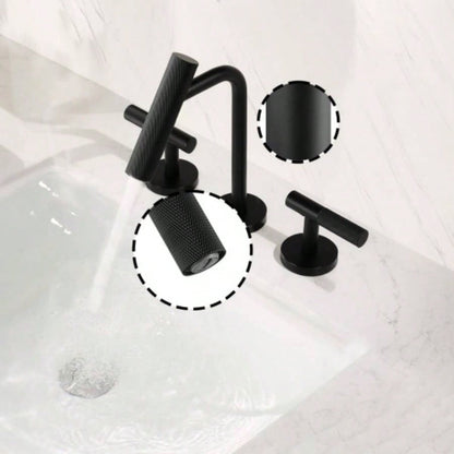 Two Handles Widespread 8 inch Bathroom Faucet Matte Black 3 Pieces Basin Faucets Lavatory Sink Faucet