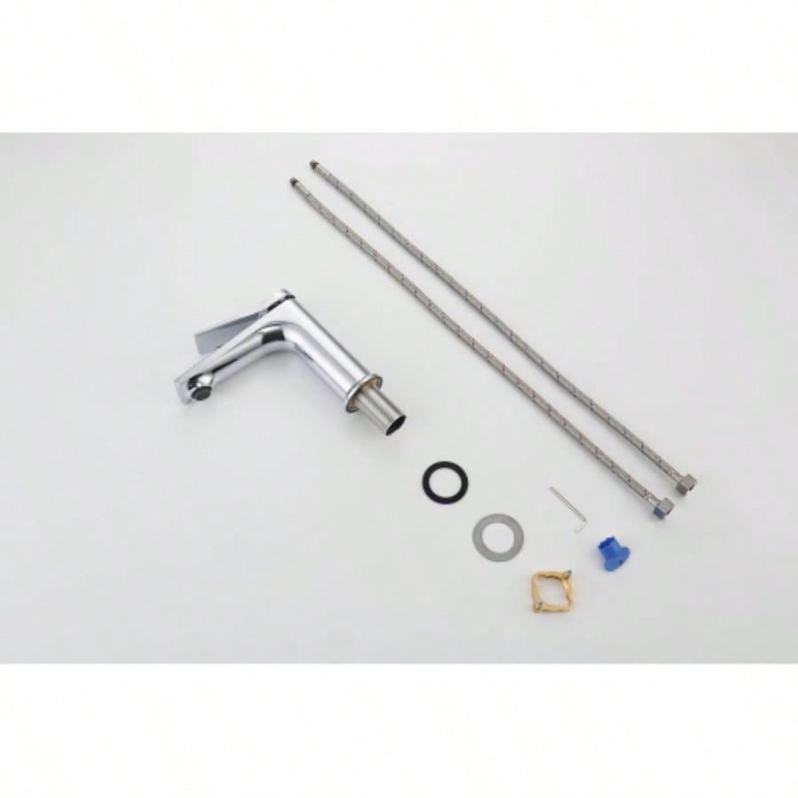 Single Hole Bathroom Faucet, Laundry Vanity Sink Faucet with Two 3/8 Hoses