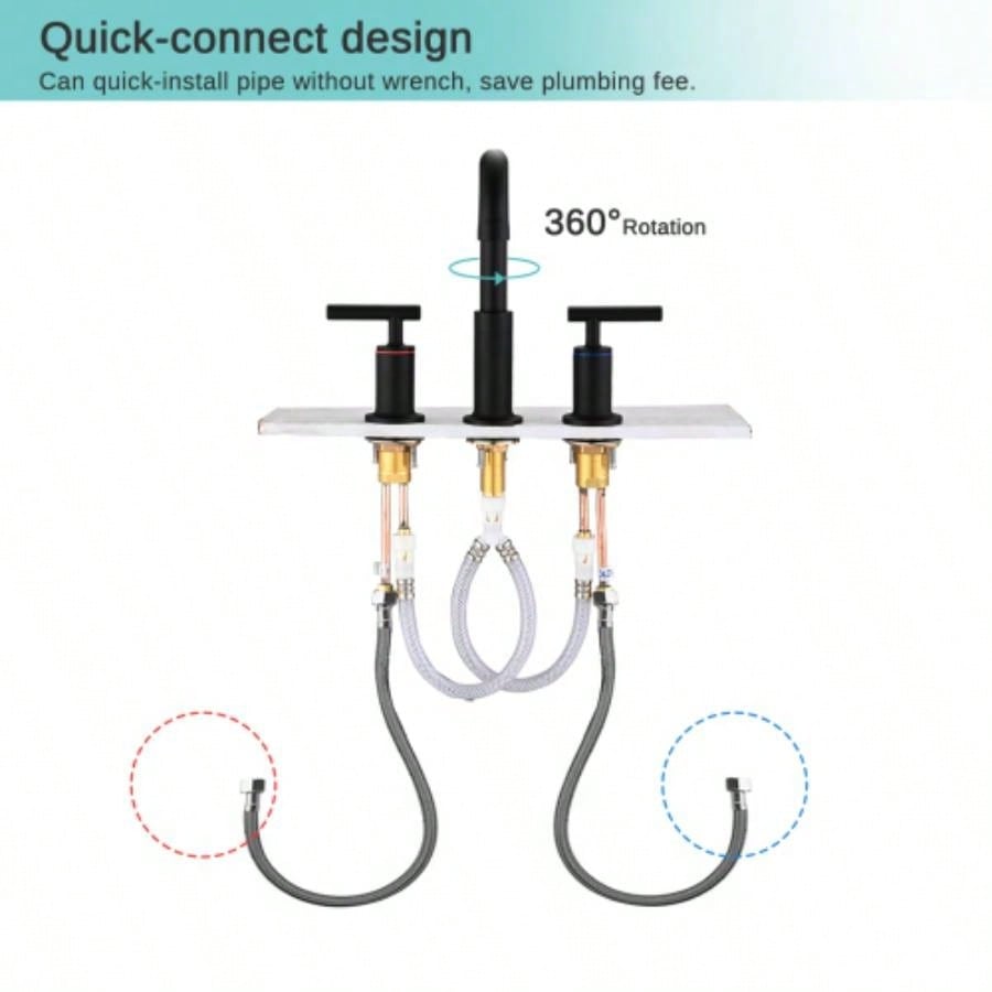 8 Inch Widespread Bathroom Sink Faucet with - Up Drain