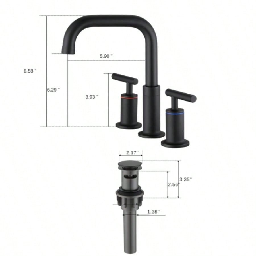 8 Inch Widespread Bathroom Sink Faucet with - Up Drain