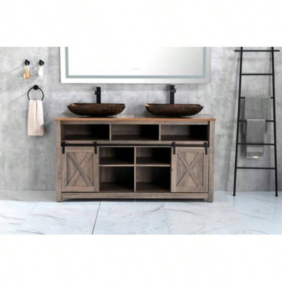 22 L - 14 - 4 H Handmade Glass Rectangle Vessel Bathroom Sink in Brown and Gold with Faucet and - Up Drain in Matte Black