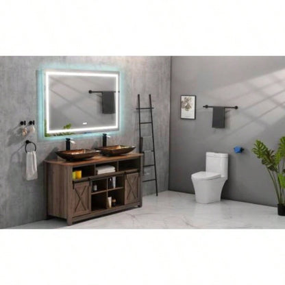 22 L - 14 - 4 H Handmade Glass Rectangle Vessel Bathroom Sink in Brown and Gold with Faucet and - Up Drain in Matte Black