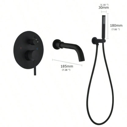 Matte Black Bathroom Tub filler Faucet Wall Mount Bathtub Faucet with Hand shower