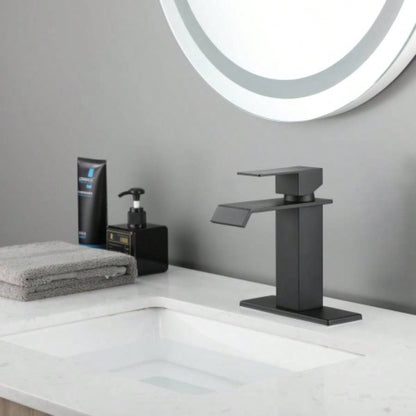 Waterfall Spout Bathroom Faucet, Single Handle Bathroom Vanity Sink Faucet