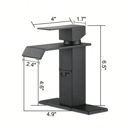 Waterfall Spout Bathroom Faucet, Single Handle Bathroom Vanity Sink Faucet