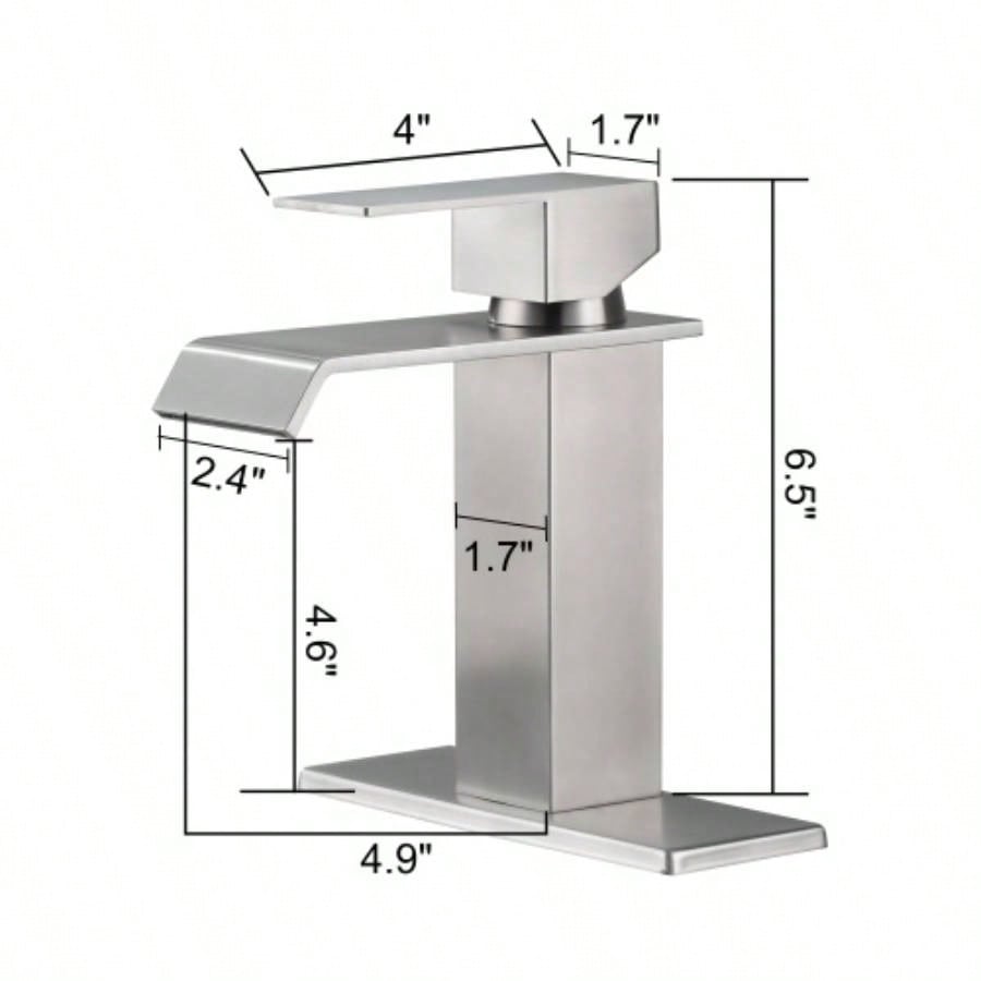 Waterfall Spout Bathroom Faucet, Single Handle Bathroom Vanity Sink Faucet