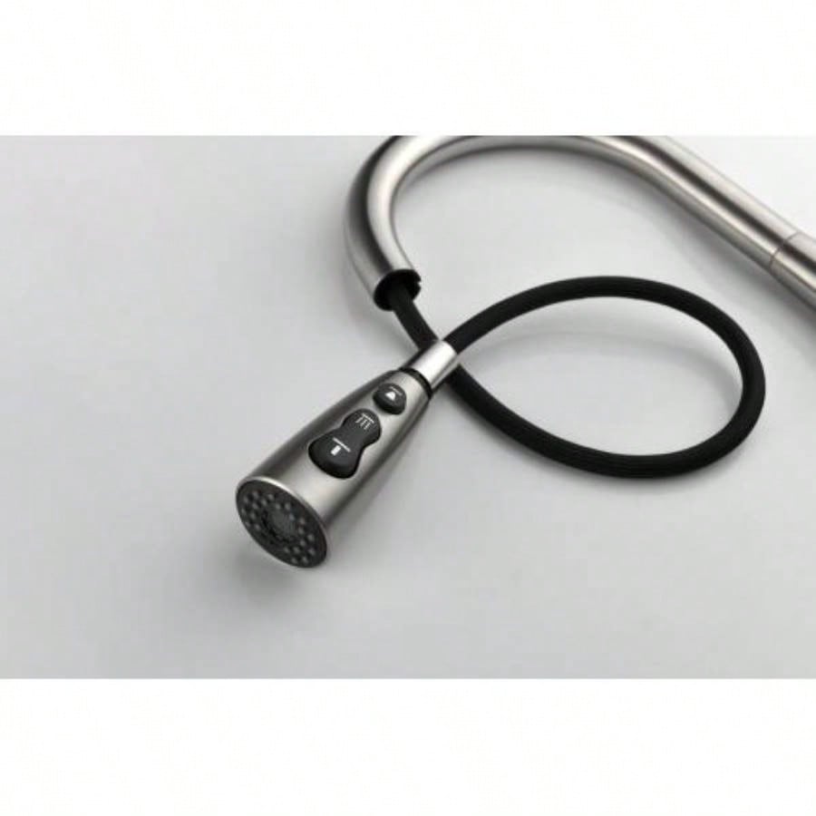 Kitchen Faucet with Pull Down Sprayer Brushed Nickel, High Single Handle Kitchen Sink Faucet with Deck Plate, Commercial Modern Stainless Steel Kitchen Faucets