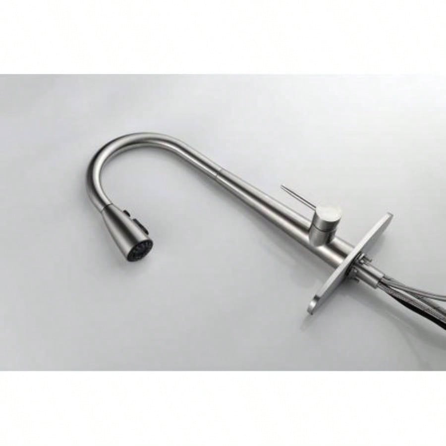 Kitchen Faucet with Pull Down Sprayer Brushed Nickel, High Single Handle Kitchen Sink Faucet with Deck Plate, Commercial Modern Stainless Steel Kitchen Faucets