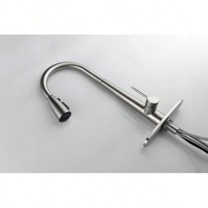 Kitchen Faucet with Pull Down Sprayer Brushed Nickel, High Single Handle Kitchen Sink Faucet with Deck Plate, Commercial Modern Stainless Steel Kitchen Faucets