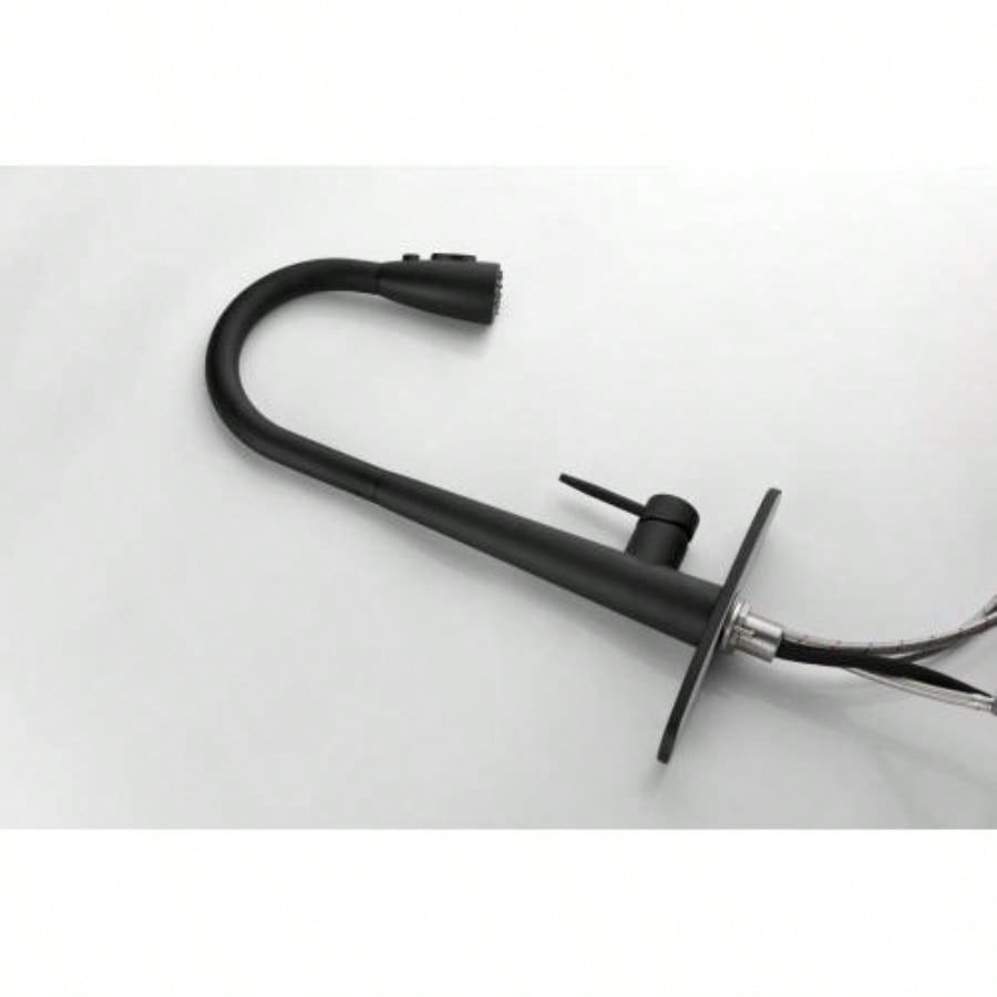 Kitchen Faucet with Pull Down Sprayer, High Single Handle Kitchen Sink Faucet with Deck Plate, Commercial Modern Stainless Steel Kitchen Faucets