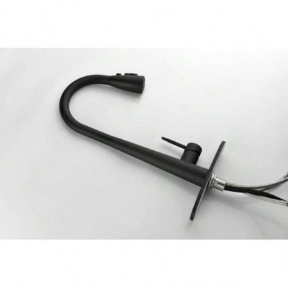 Kitchen Faucet with Pull Down Sprayer, High Single Handle Kitchen Sink Faucet with Deck Plate, Commercial Modern Stainless Steel Kitchen Faucets