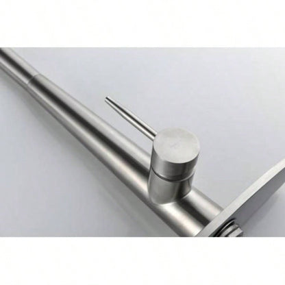 Kitchen Faucet with Pull Down Sprayer Brushed Nickel, High Single Handle Kitchen Sink Faucet with Deck Plate, Commercial Modern Stainless Steel Kitchen Faucets