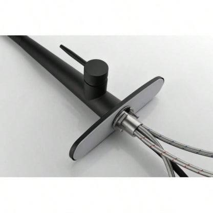 Kitchen Faucet with Pull Down Sprayer, High Single Handle Kitchen Sink Faucet with Deck Plate, Commercial Modern Stainless Steel Kitchen Faucets