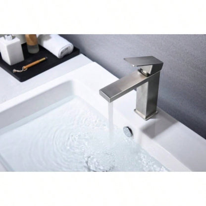 Waterfall Spout Bathroom Faucet, Single Handle Bathroom Vanity Sink Faucet