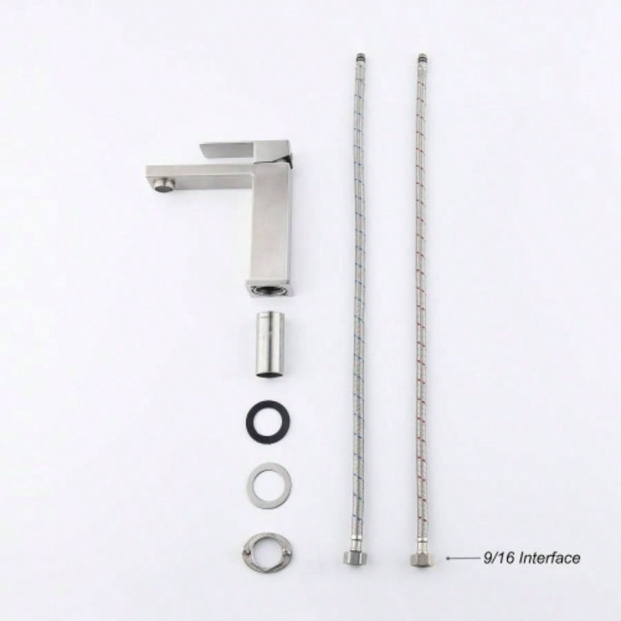 Waterfall Spout Bathroom Faucet, Single Handle Bathroom Vanity Sink Faucet