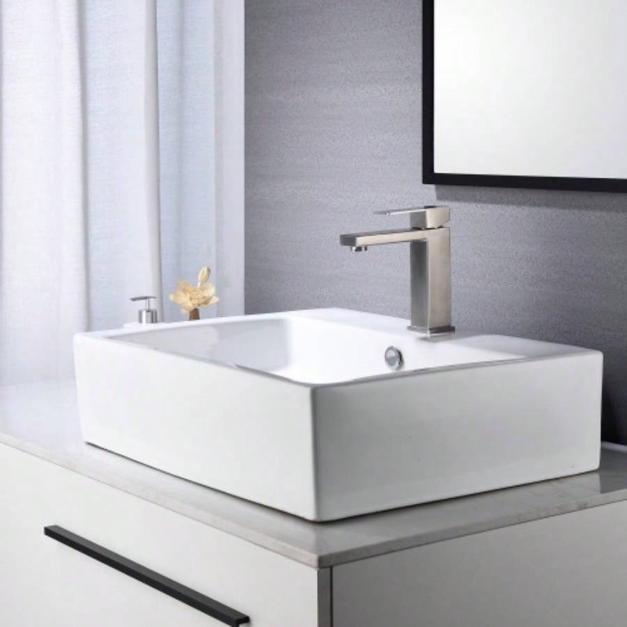Waterfall Spout Bathroom Faucet, Single Handle Bathroom Vanity Sink Faucet