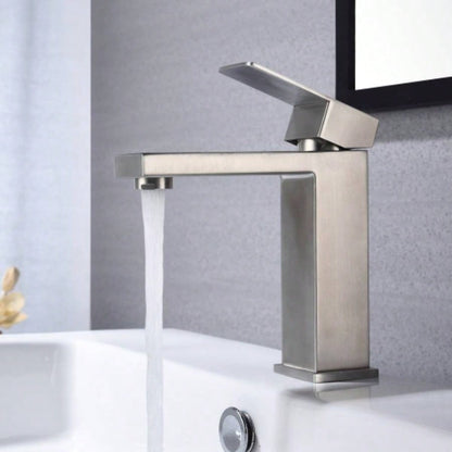 Waterfall Spout Bathroom Faucet, Single Handle Bathroom Vanity Sink Faucet