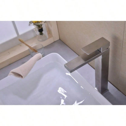 Single Handle Sink Brushed Nickel Vanity Bathroom Faucet, Basin Mixer Tap