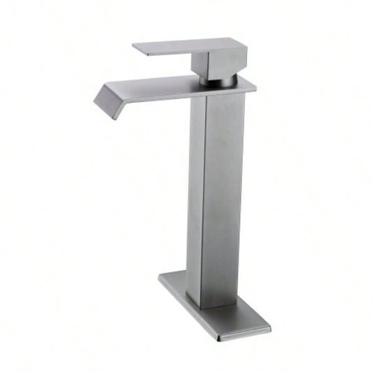 Waterfall Spout Bathroom Faucet, Single Handle Bathroom Vanity Sink Faucet