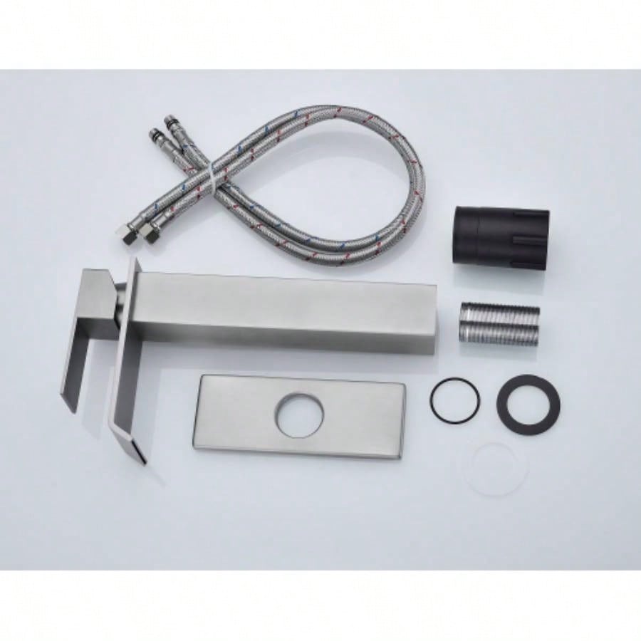 Waterfall Spout Bathroom Faucet, Single Handle Bathroom Vanity Sink Faucet