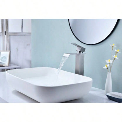 Waterfall Spout Bathroom Faucet, Single Handle Bathroom Vanity Sink Faucet