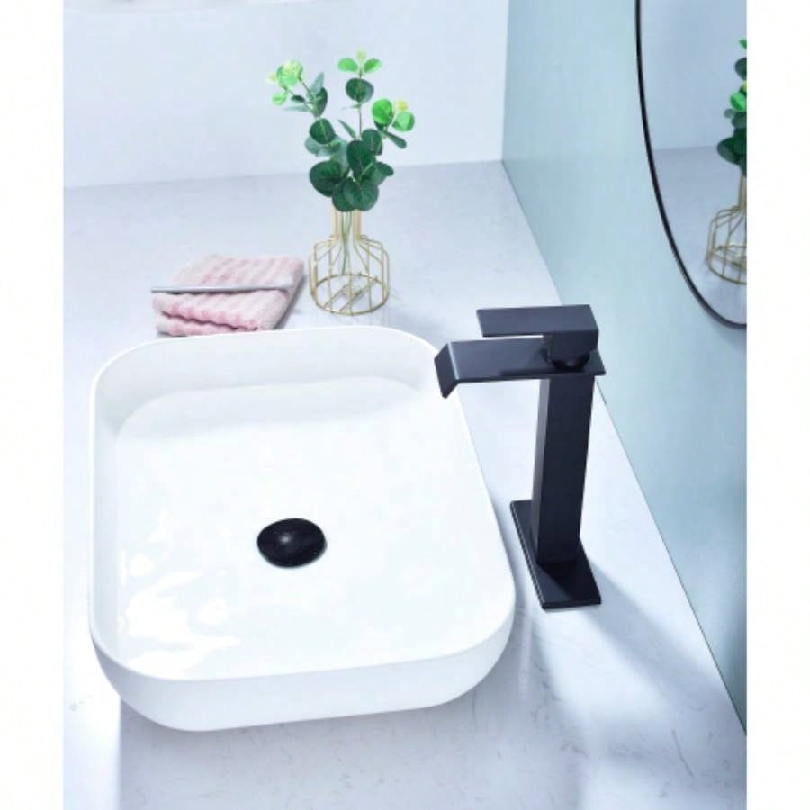 Waterfall Spout Bathroom Faucet, Single Handle Bathroom Vanity Sink Faucet