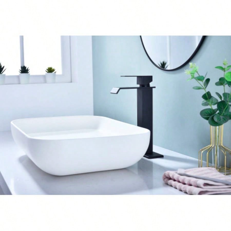 Waterfall Spout Bathroom Faucet, Single Handle Bathroom Vanity Sink Faucet