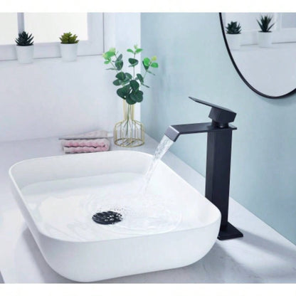 Waterfall Spout Bathroom Faucet, Single Handle Bathroom Vanity Sink Faucet