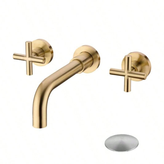Wall Mounted Bathroom Sink Faucet with - Up Drain No Overflow