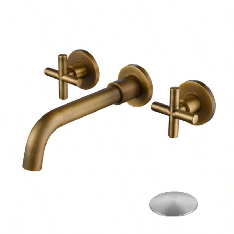 Wall Mounted Bathroom Sink Faucet with - Up Drain No Overflow