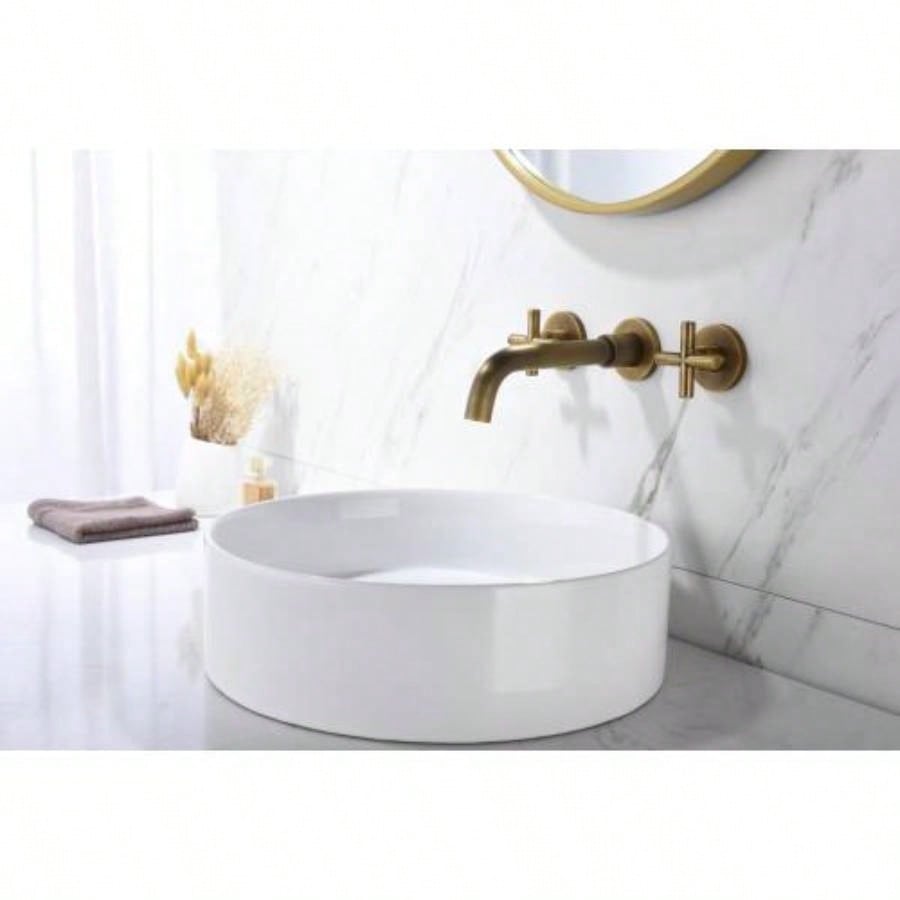 Wall Mounted Bathroom Sink Faucet with - Up Drain No Overflow