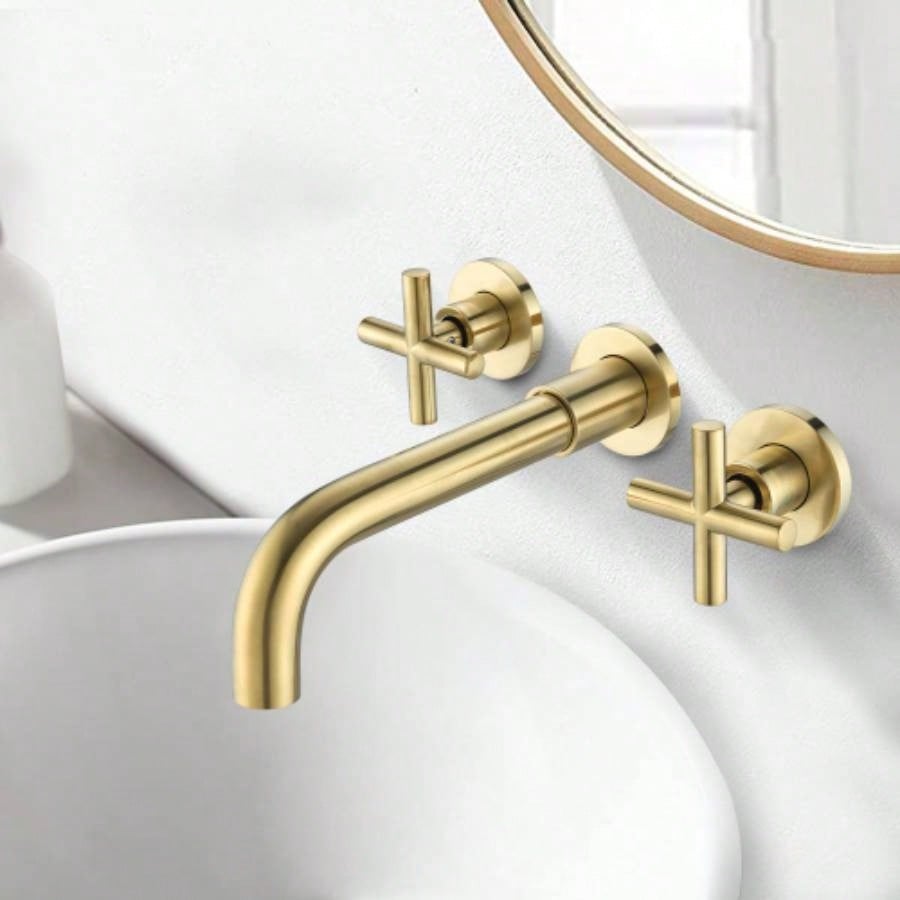 Wall Mounted Bathroom Sink Faucet with - Up Drain No Overflow