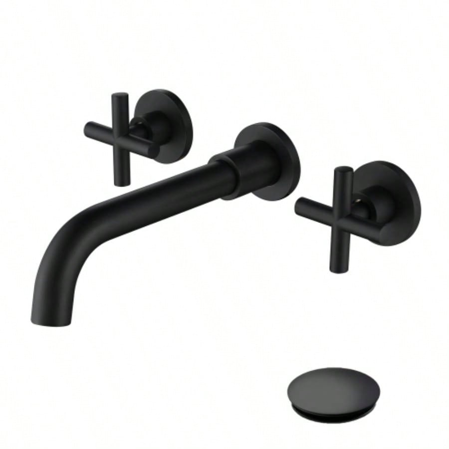 Wall Mounted Bathroom Sink Faucet with - Up Drain No Overflow