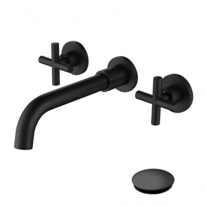 Wall Mounted Bathroom Sink Faucet with - Up Drain No Overflow