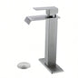 Waterfall Spout Bathroom Sink Single Handle Faucet with - Up Drain No Overflow