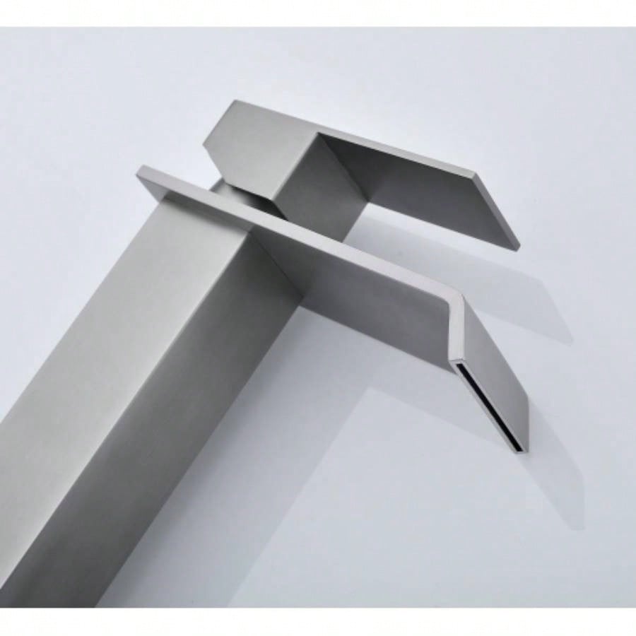 Waterfall Spout Bathroom Sink Single Handle Faucet with - Up Drain No Overflow