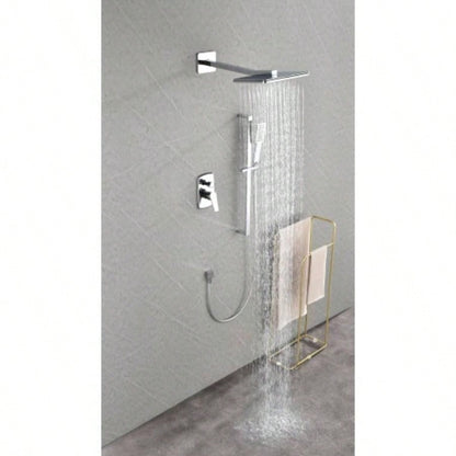 Shower System with Shower, Hand Shower, Slide Bar, Shower Arm, Hose, Trim, and Lever Handles