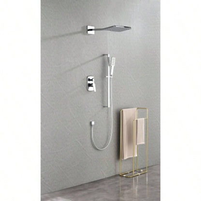 Shower System with Shower, Hand Shower, Slide Bar, Shower Arm, Hose, Trim, and Lever Handles