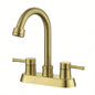 Brushed Gold 4 Inch 2 Handle Centerset Lead - Bathroom Faucet, Swivel Spout with Copper Up Drain and 2 Supply Lines