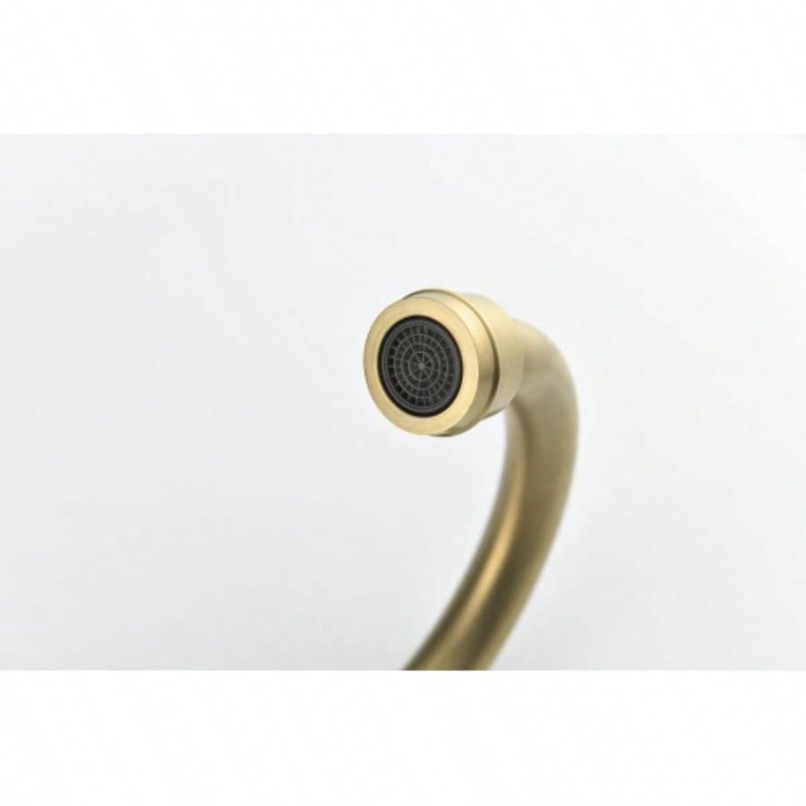 Brushed Gold 4 Inch 2 Handle Centerset Lead - Bathroom Faucet, Swivel Spout with Copper Up Drain and 2 Supply Lines