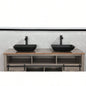 22.25 L - 14.5 - 4 4 - 3/8 in. H Golden Handmade Glass Rectangle Vessel Bathroom Sink in Brown and Gold with Faucet and - Up Drain in Matte Black