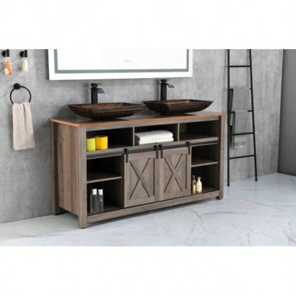 22.25 L - 14.5 - 4 4 - 3/8 in. H Golden Handmade Glass Rectangle Vessel Bathroom Sink in Brown and Gold with Faucet and - Up Drain in Matte Black
