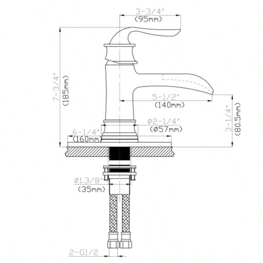 Waterfall Spout Bathroom Faucet, Single Handle Single Hole with Up Drain, Brushed Nickel