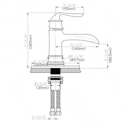 Waterfall Spout Bathroom Faucet, Single Handle Single Hole with Up Drain, Brushed Nickel